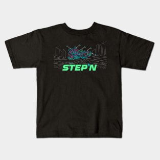 STEPN Logo - Move to Earn | Trending Crypto | Green Metaverse | Green Satoshi Token Kids T-Shirt